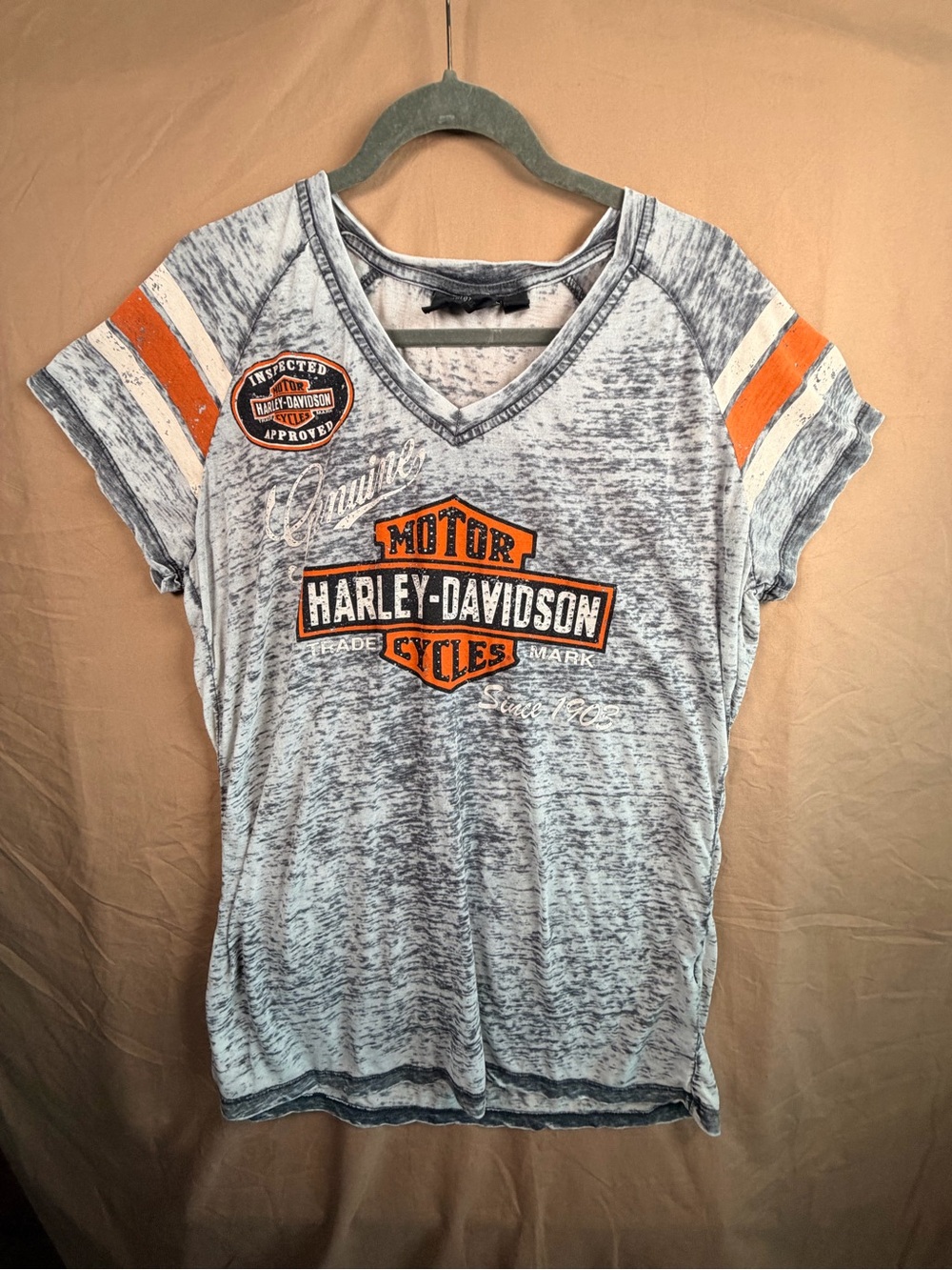 Harley Davidson Rhinestone Graphic Tee 2XL Distressed Burnout Biker Y2K